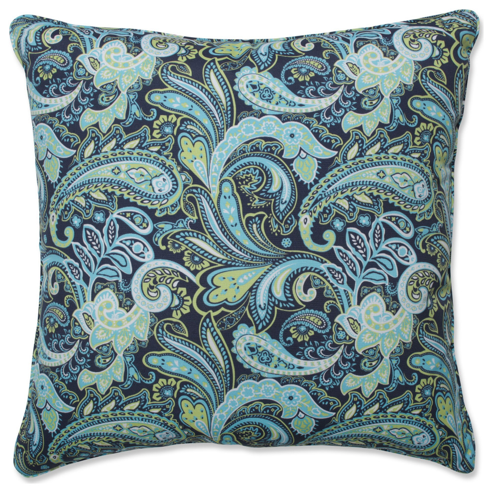 Pretty Paisley Navy 25" Floor Pillow Mediterranean Floor Pillows