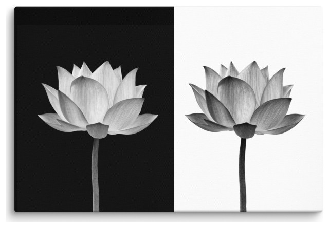 Flower Wall Art Lotus on Black and White Floral Photo Canvas Print, 24 ...