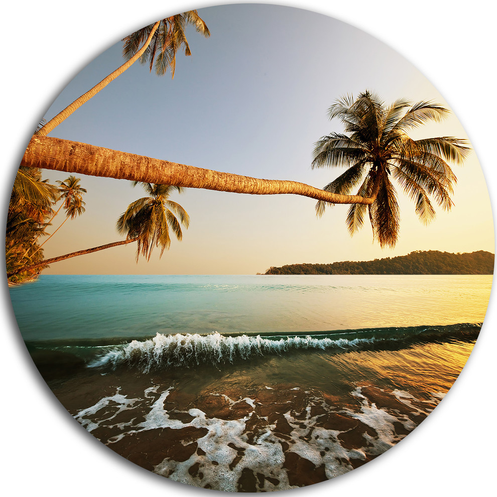 Andaman Sea Coconut Palms, Seashore Round Wall Art, Disc of 23 inch ...