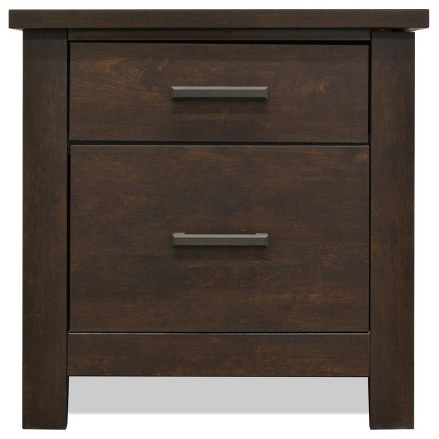 Elijah Dark Brown 2 Drawer Nightstand Transitional Nightstands