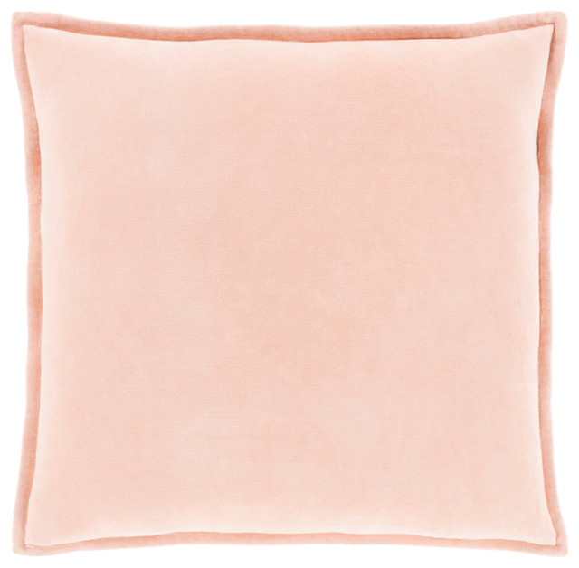 Surya Cotton Velvet 20  x20   Square Pillow Cover With Peach Finish CV029-2020