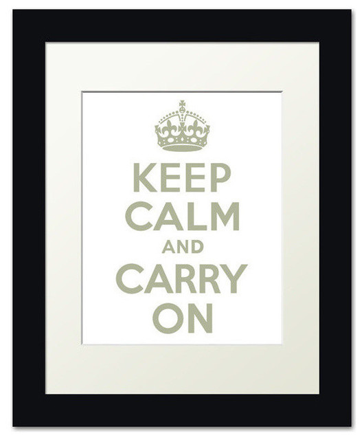Keep Calm And Carry On, framed print (clay and white)