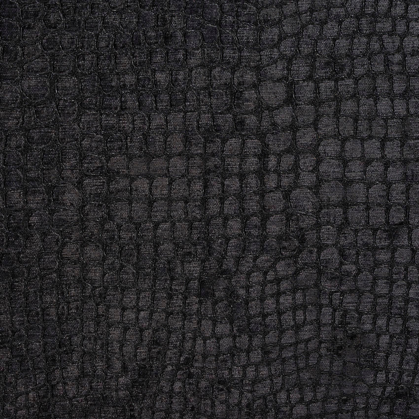 Black Alligator Print Shiny Woven Velvet Upholstery Fabric By The Yard