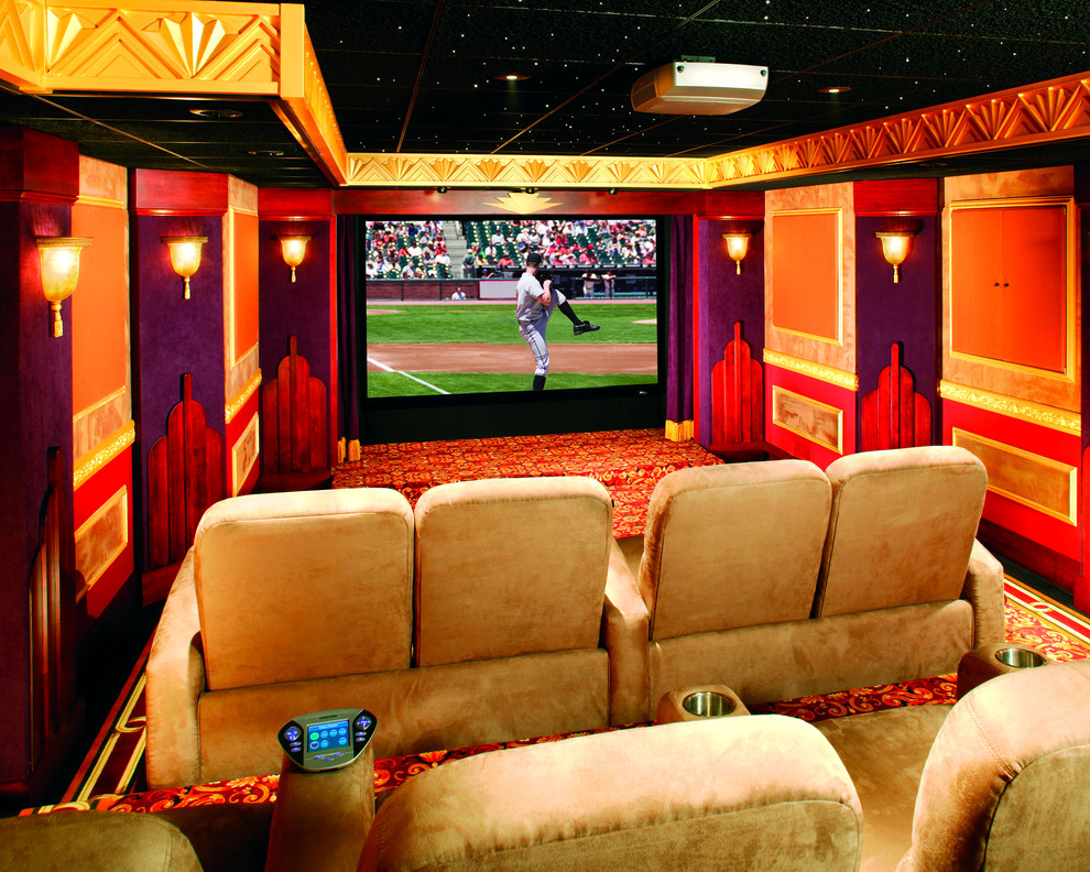 This is an example of an eclectic home theatre in Philadelphia.