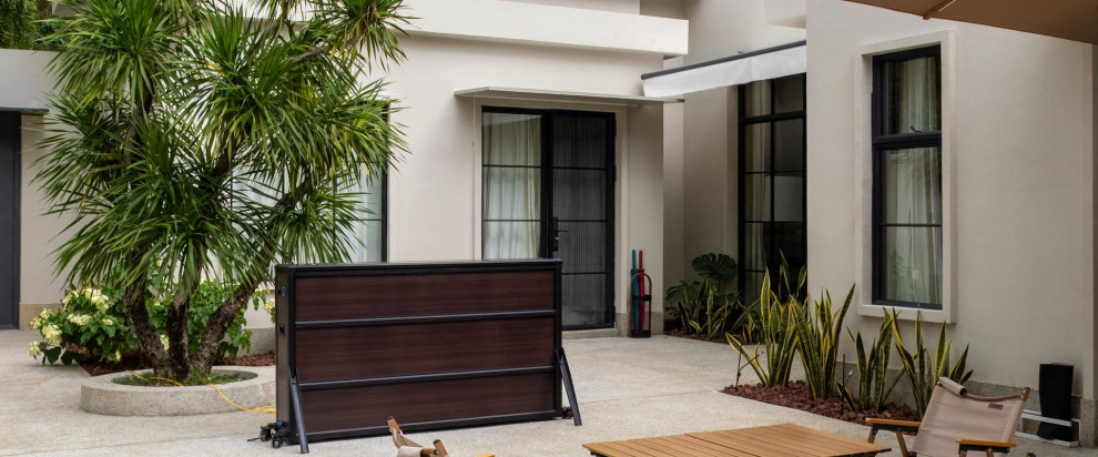 Courtyard Living: Intellicube Outdoor TV Lift Cabinet