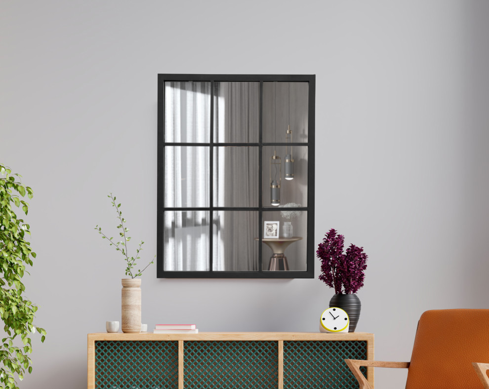 Decorative Window Mirror 36x28" Transitional Wall Mirrors by