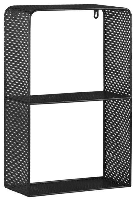 Cubical Rectangular Shaped Metal Wall Shelf With 2 Slots, Black ...