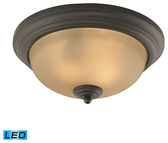 Huntington 3-Light Flush Mount, Oil Rubbed Bronze With Amber Glass, LED ...