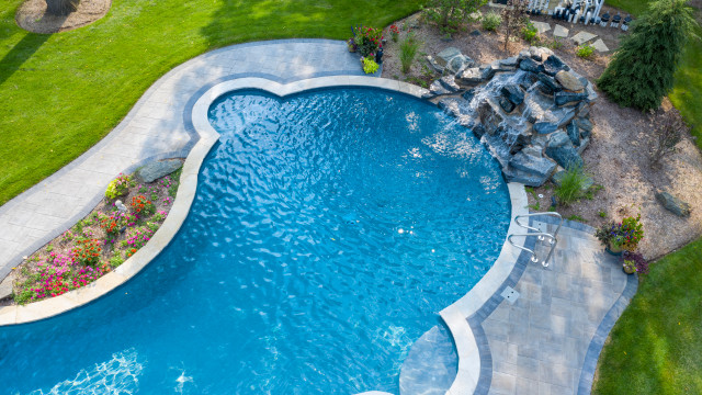 Naperville Il Freeform Swimming Pool With Raised Hot Tub Traditional