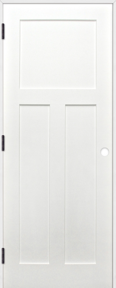 Interior Prime Pine 3-Panel Shaker Reversible Handing Pre-hung Door Kit
