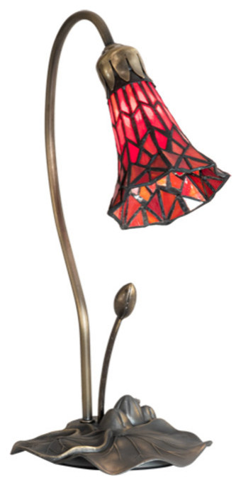 Meyda Tiffany 188683 Pond Lily 16" Tall Buffet Table Lamp - Mahogany Bronze