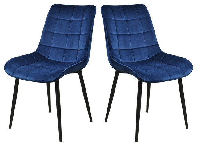 Modern Dining Chair Velvet Cushion Seat Waiting Room Chairs Blue Set Of 2 Midcentury Dining Chairs By International Image Canvas