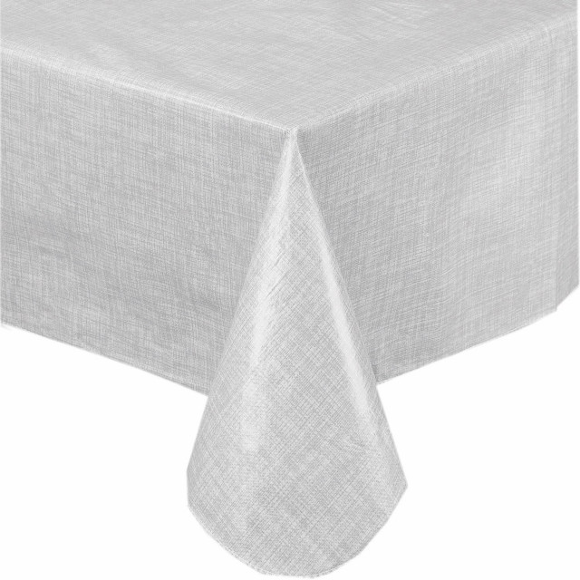 52'' x 108", Vinyl Tablecloth with Polyester Flannel Backing in White