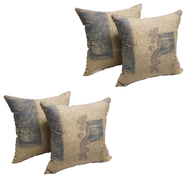 17" Square Polyester Outdoor Throw Pillows, Set of 4, Urban Comfort