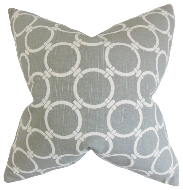 The Pillow Collection Paros Greek Key Bedding Sham Gray White King//20 x 36