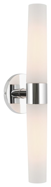 Kira Home Duo Wall Sconce, Frosted Glass Shades, Chrome,21"