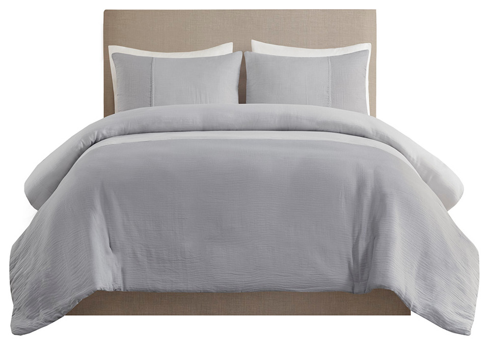 Beautyrest Miro 3 Piece Gauze Oversized Duvet Cover Set, King/Cal King