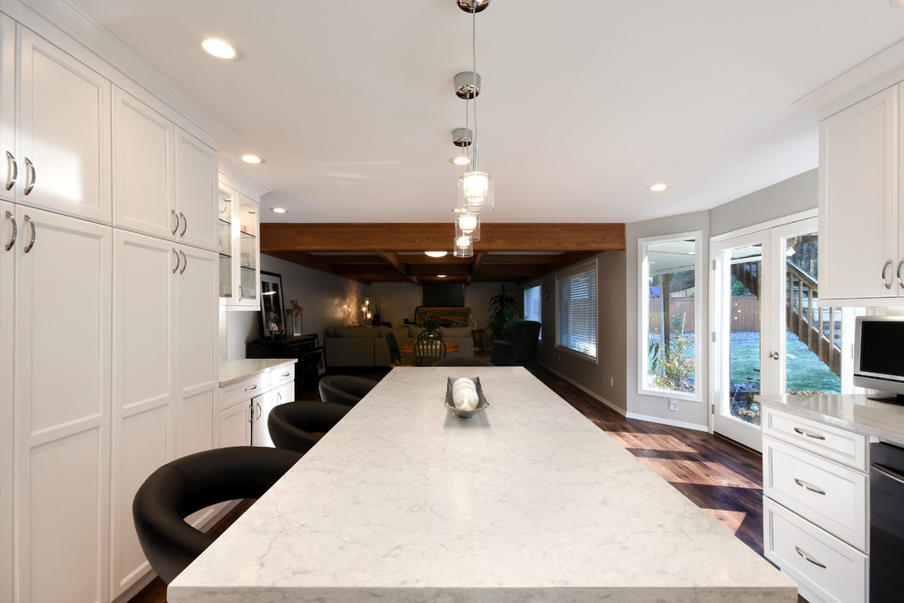 Example of a transitional kitchen design in Seattle