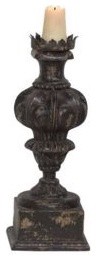 CARVED CANDLE STAND-Crossroads Black finish
