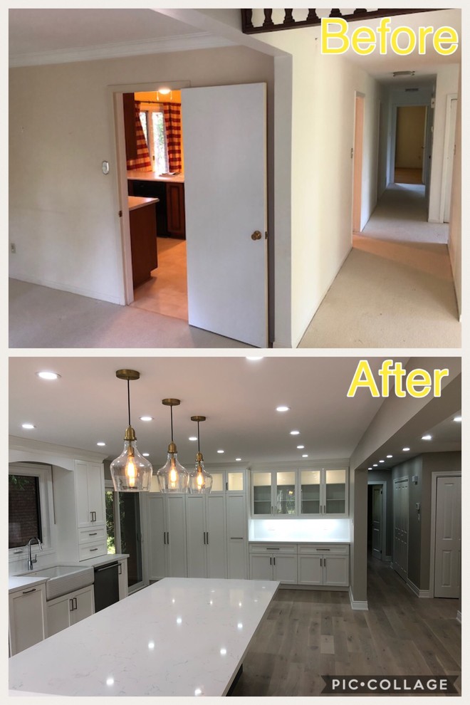Before & After complete home remodeling with 18 ft long structural wall removal