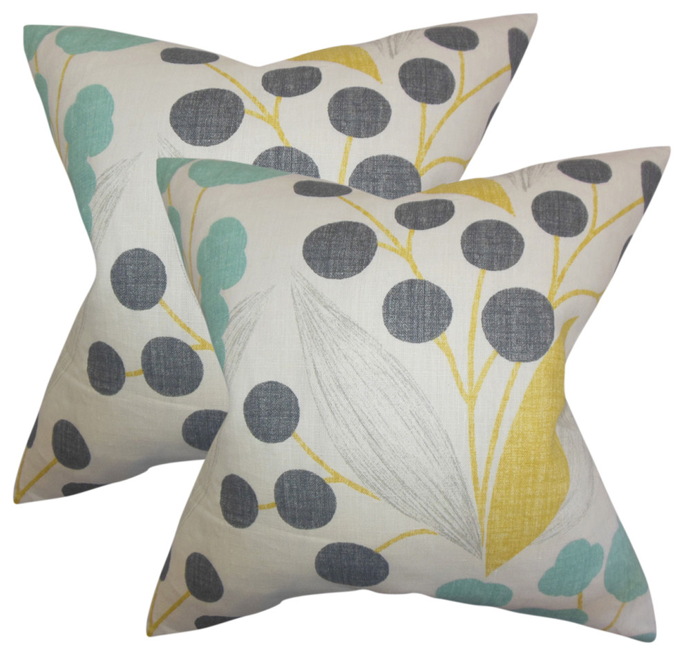 Geneen Floral Throw Pillows, Set of 2, Wisteria