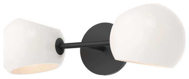 Alora Mood Rubio E26 11-in Matte Black/Opal Matte Glass Flush Mount  9226g - View #4