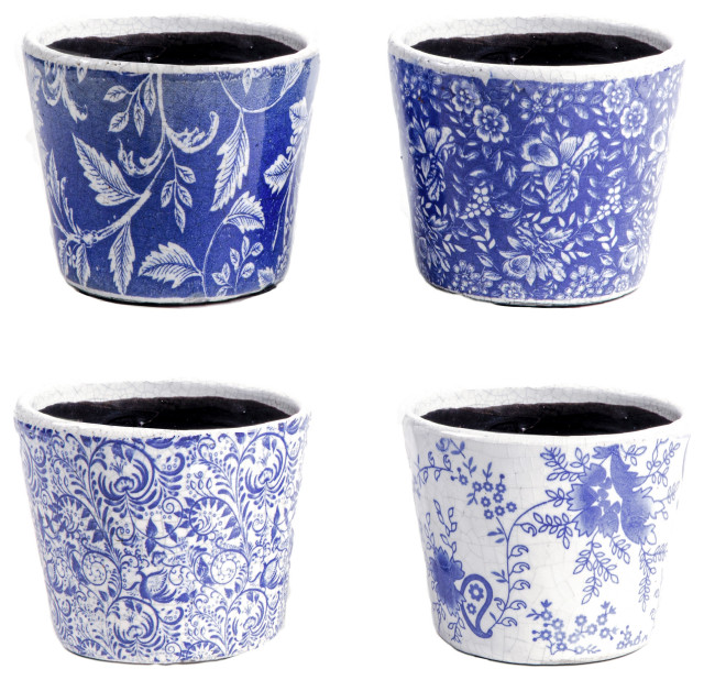 Urban Trends Ceramic Round Pot With White Finish 55710-AST