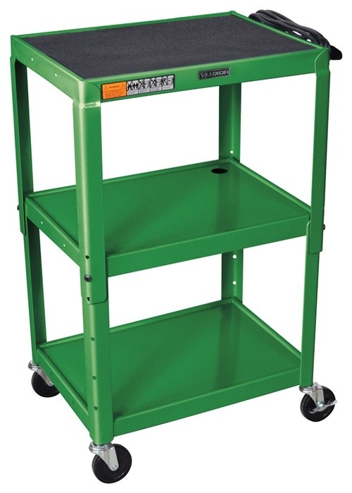Adjustable AV Cart w 3 Shelves in Green