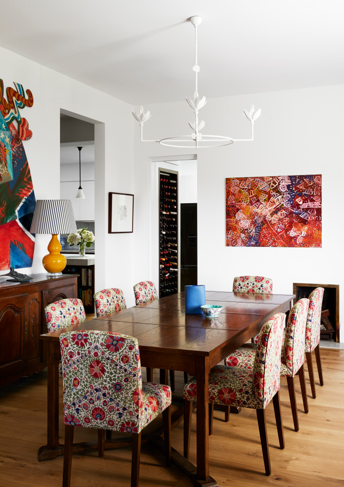 Photo of a transitional dining room in Melbourne.