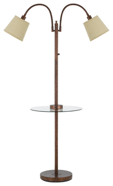 Gailmetal Double Gooseneck Floor Lamp, Floor Lamp With Tray Table And Usb Port