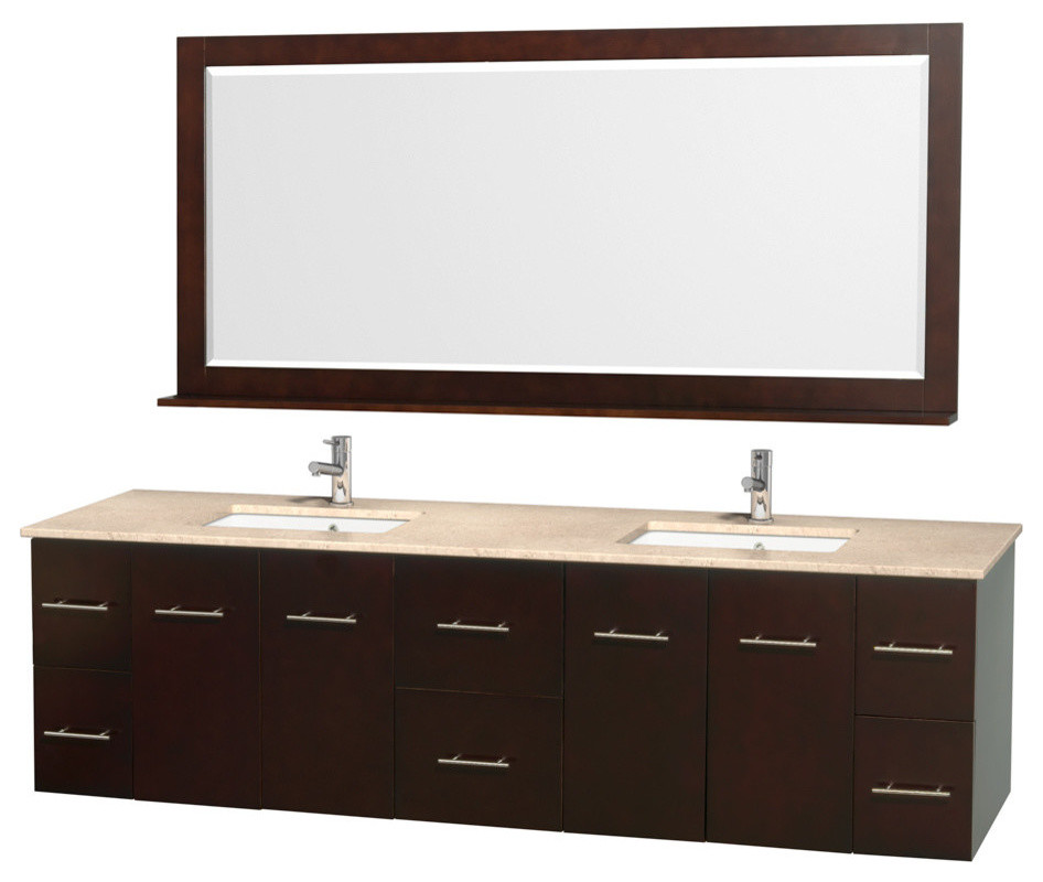 80 in. Wall Mounted Vanity Set with Mirror