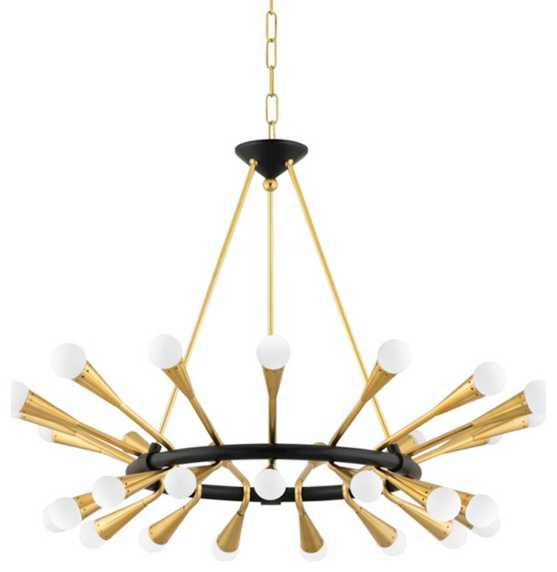 Corbett Lighting Aries 30 Light Chandelier, Brass/Bronze, 40130VPB