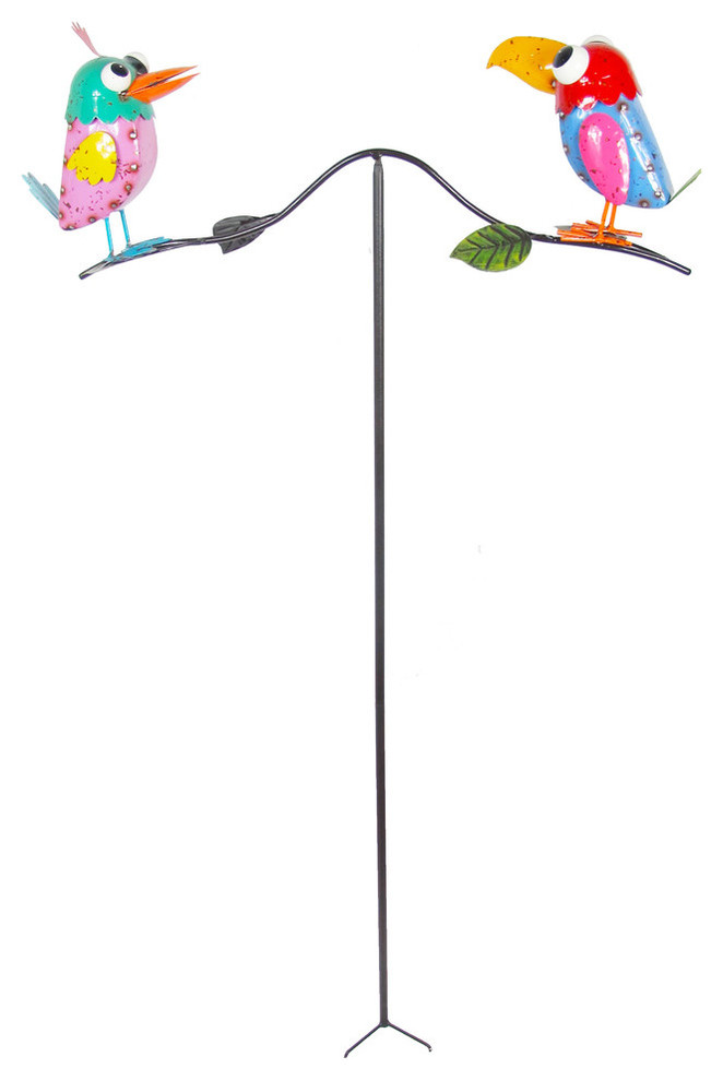 Colorful Metal Birds Balancer Outdoor Garden Stake Yard Art
