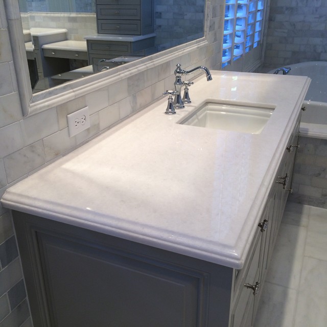 Salt White Marble Countertop American Traditional Bathroom
