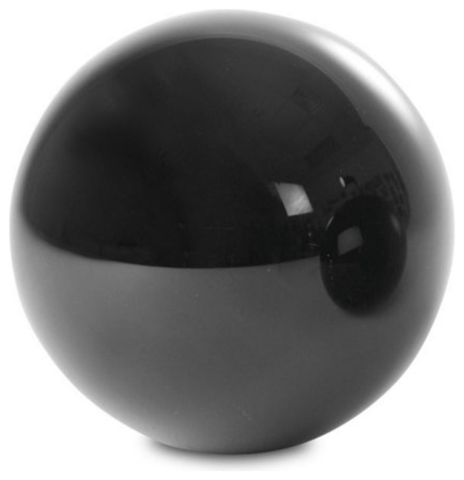 Solid Crystal 4 Dia Black Sphere Decorative Ball Opaque Glass