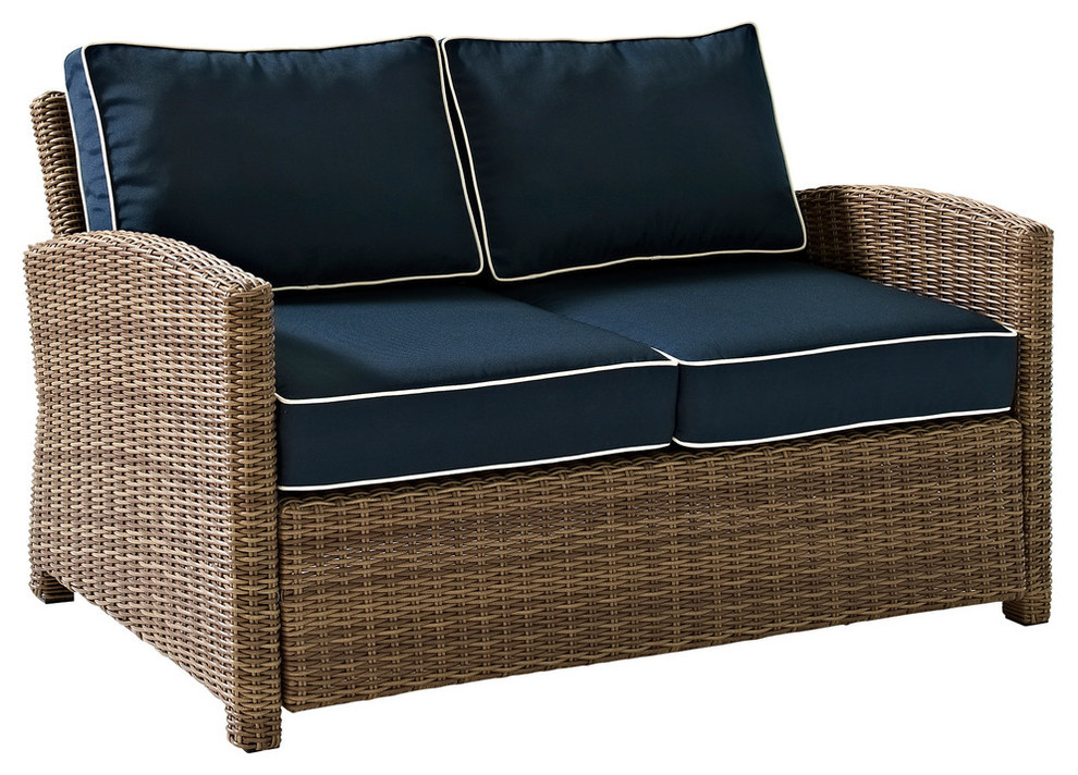 Bradenton Outdoor Wicker Loveseat With Cushions Tropical Outdoor