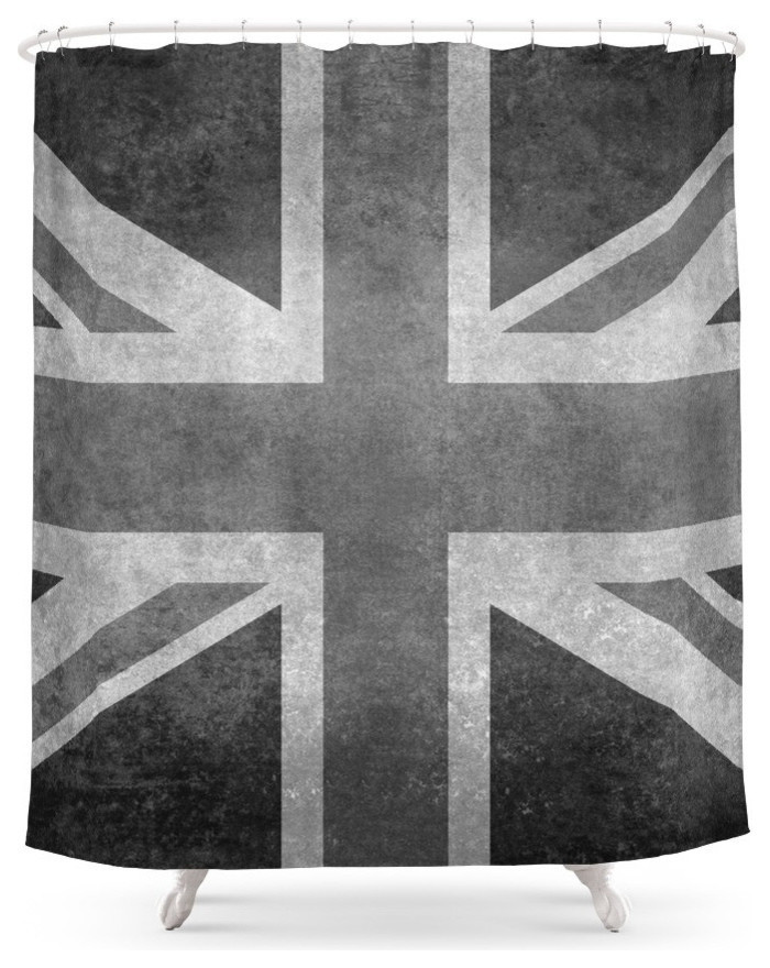 Union Jack Vintage 3 5 Version In Grayscale Shower Curtain