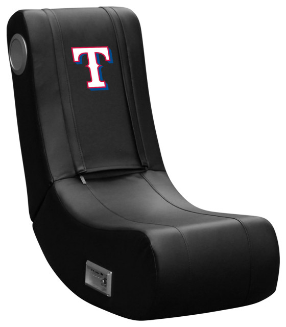Texas Rangers Secondary Rocker Gaming Chair Black Synthetic Leather