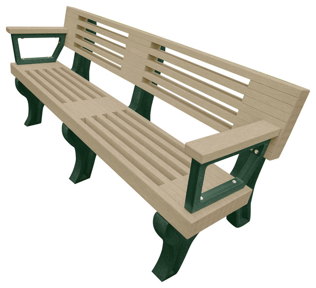 Bench Cambridge W Back With Armrests 6 Green Legs