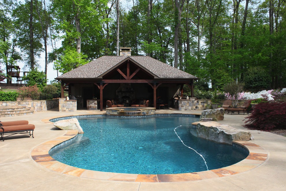 Inspiration for an arts and crafts pool in Atlanta.