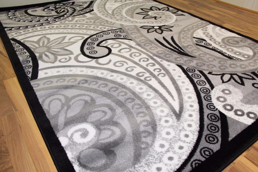 Persian Rugs Modern 4615, Black, 9'0x12'6, 9'x12'6" Contemporary