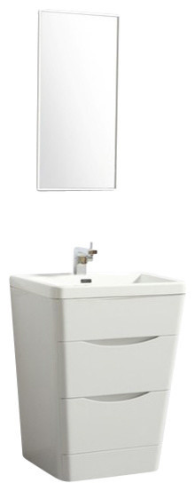 Aquamoon Smile 25 3/8 White Modern Bathroom Vanity