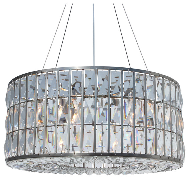 The Monroe Round Clear Crystal, Satin Nickel Crystal Chandelier