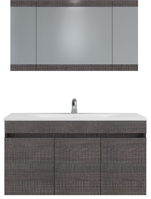 Dp Wall Bath Vanity Cabinet Set 40 Single Sink Laminated Dark Gray Oak Finish