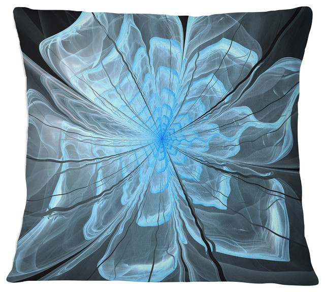 Light Blue Flower with Large Petals Floral Throw Pillow, 16"x16"