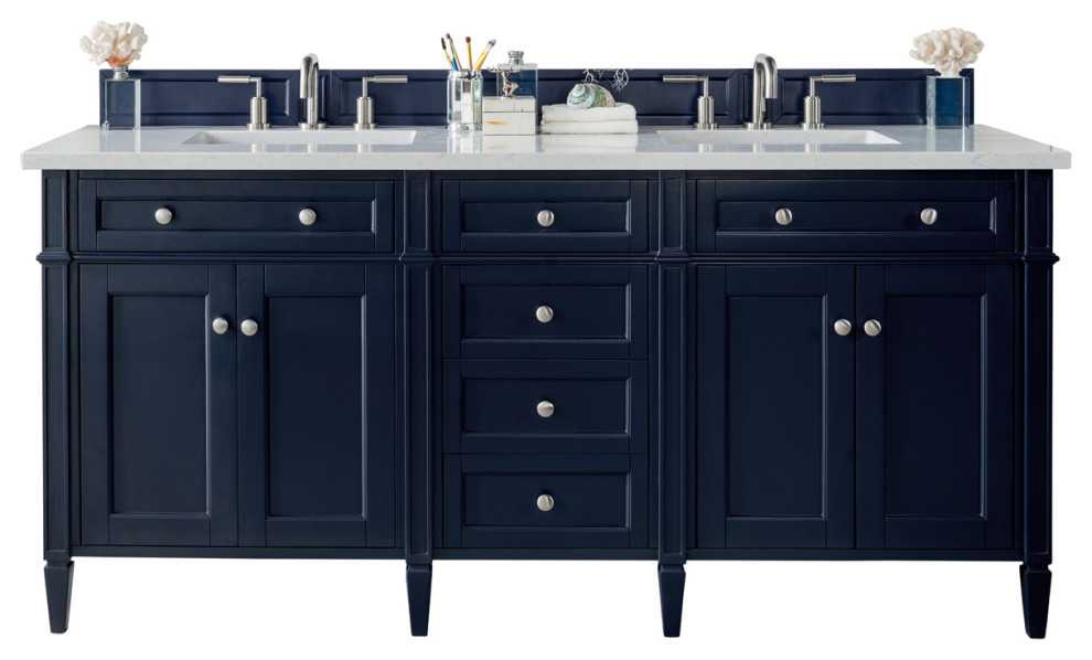 Brittany 72" Victory Blue Double Vanity Transitional Bathroom