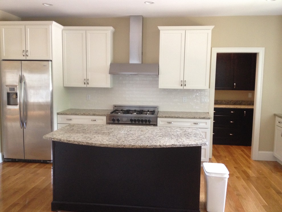 Example of a transitional kitchen design in Boston