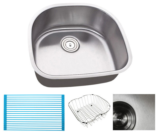 23 Stainless Steel Undermount D Bowl Kitchen Sink And Accessories Contemporary Kitchen Sinks By Emodern Decor Houzz