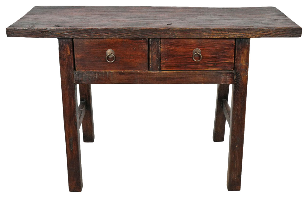Consigned Two Drawer Espresso Farm Console Rustic Console Tables by Design Mix Furniture