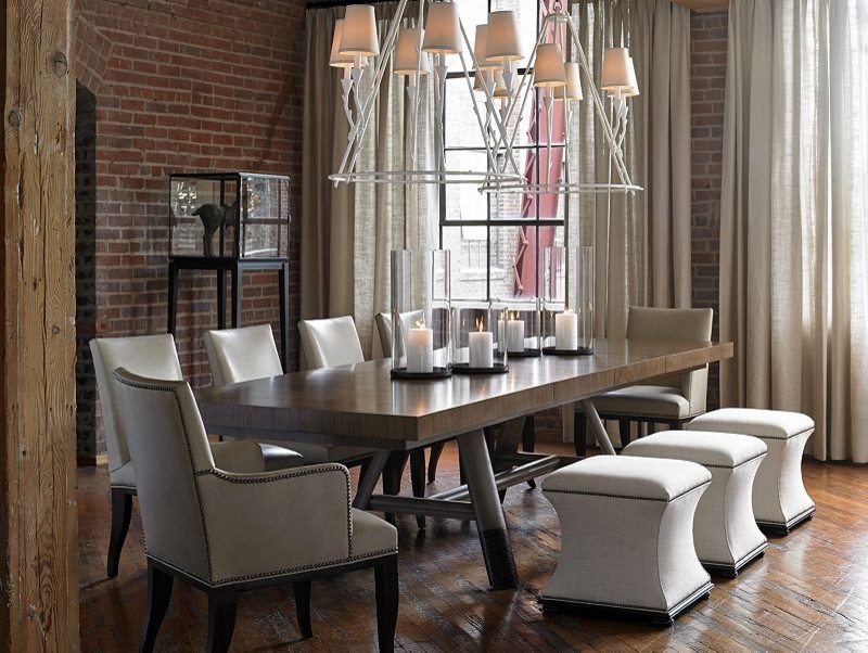Inspiration for a large transitional open plan dining in Atlanta with medium hardwood floors and red walls.